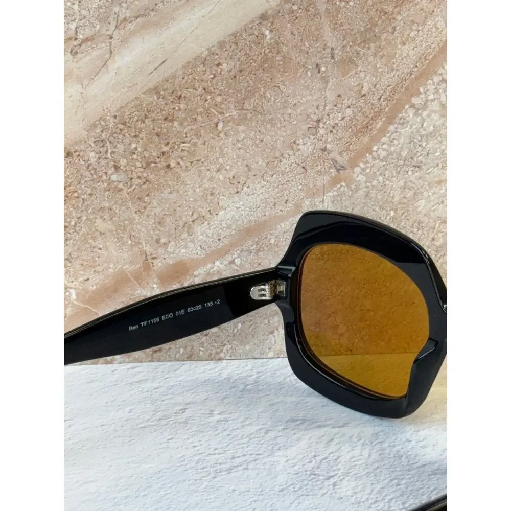 NEW Tom Ford FT1155 Ren Square Sunglasses Black Yellow $550